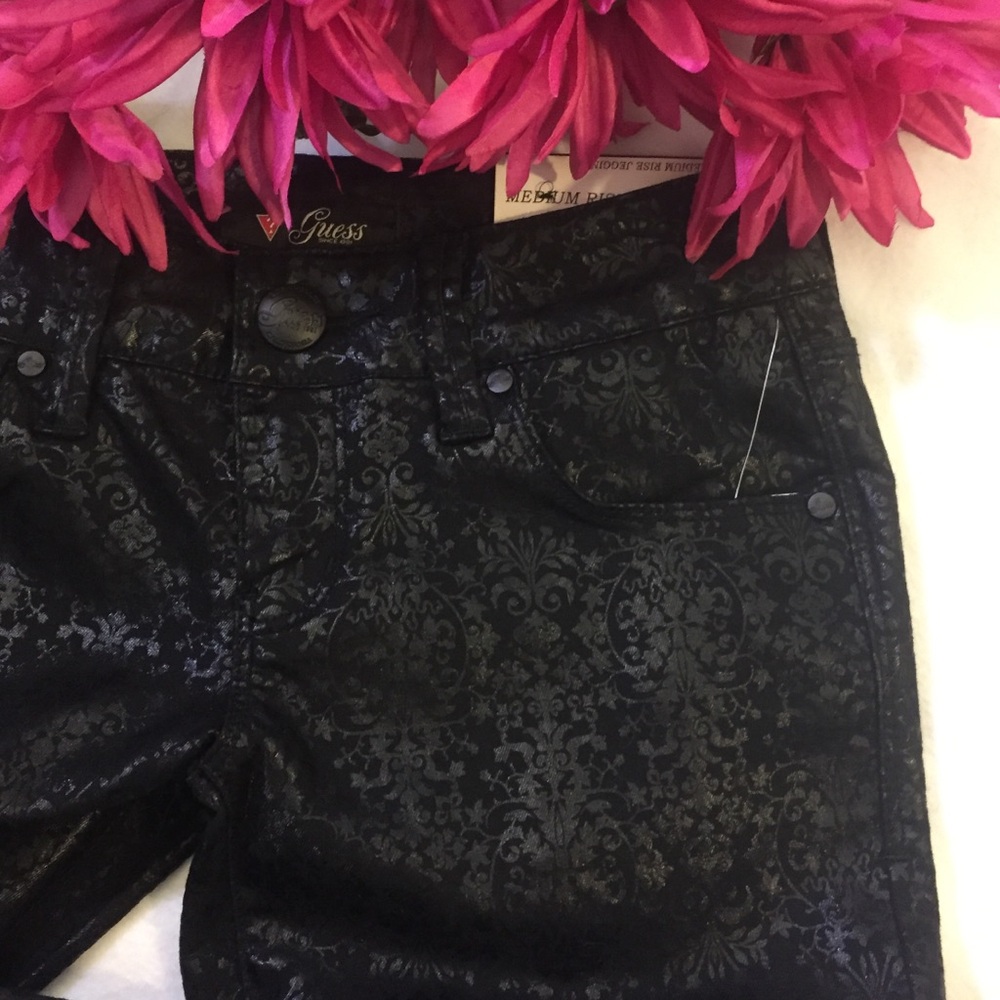 Black Foil with Design Skinny Jeggings - Picture 3 of 15